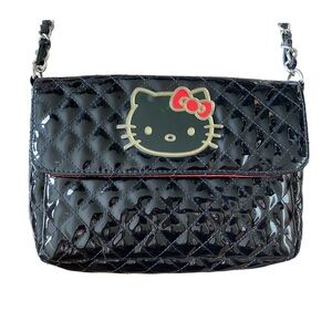 Loungefly Hello Kitty by Sanrio Black Patent Quilted Crossbody Bag